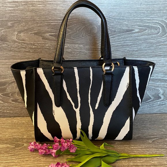 COACH Zebra Crosby Mini Carryall Satchel #33525 - Picture 2 of 14